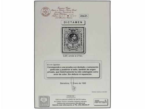 ** ESPAÑA. Ed. 270ec. 15 cts. azul ERROR DE COLOR. Centraje 