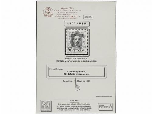 * ESPAÑA. Ed. 316, 318/23. 20, 30, 40 cts., 1, 4 y 10 pts. E