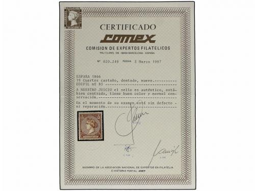 * ESPAÑA. Ed. 83. 19 cuartos castaño. Magnífico ejemplar, ex