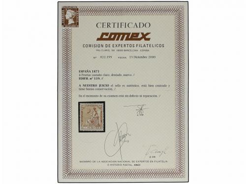 * ESPAÑA. Ed. 139. 4 pts. castaño claro. PIEZA DE LUJO. Cert