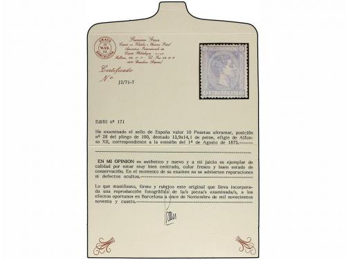 * ESPAÑA. Ed. 171. 10 pts. azul. Magnífico ejemplar, excelen
