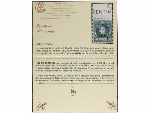 ** ESPAÑA. Ed. 252ec. 50 cts. verde ERROR DE COLOR. Excepcio