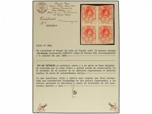 ** ESPAÑA. Ed. 280s (4). 10 pts. naranja. Bloque de cuatro S