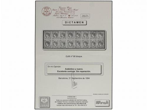 (*) ESPAÑA. Ed. 96 (16). 50 mils. castaño. Bloque de 16 sell