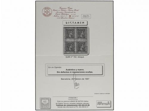 ** ESPAÑA. Ed. 162 (4). 2 cts. castaño claro. Bloque de cuat