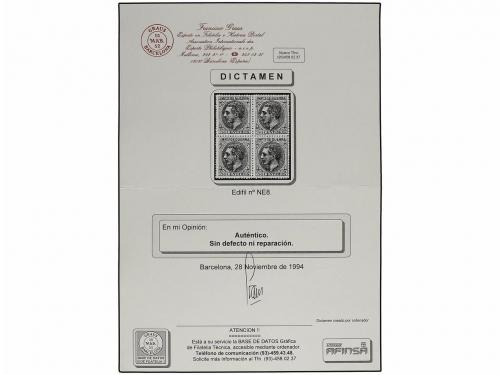 ** ESPAÑA. Ed. NE8. NO EMITIDO. 50 cts. verde. Bloque de cua