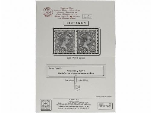 **/* ESPAÑA. Ed. 216 (2). 5 cents. verde. Pareja horizontal.