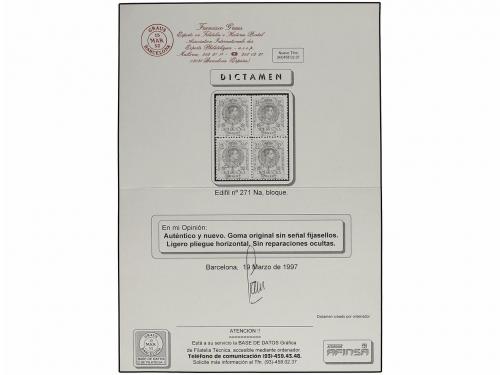 ** ESPAÑA. Ed. 271Na. 15 cts. amarillo, numeración A000.000 