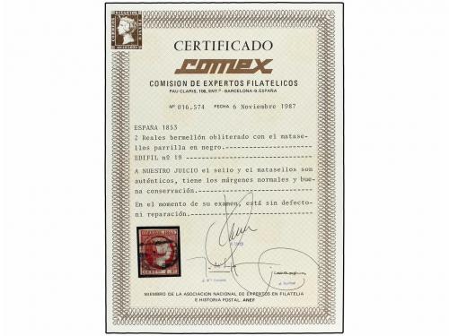 ° ESPAÑA. Ed. 19. 2 reales bermellón, márgenes completos. Bo