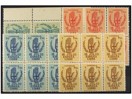 ** ESPAÑA. Ed. 851/54. Seis series en bloques, centrajes per