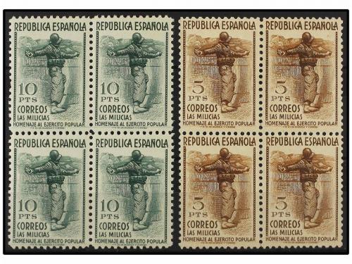 ** ESPAÑA. Ed. 792/800. SERIE COMPLETA en bloques de cuatro,