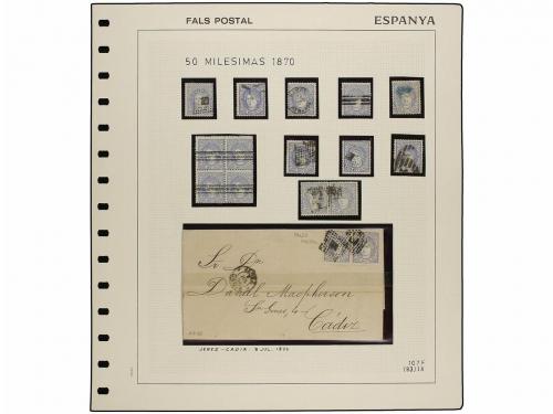 */° ✉ ESPAÑA. Ed. 107 F. 50 mils. azul FALSO POSTAL tipo IX.