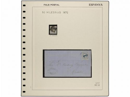 */° ✉ ESPAÑA. Ed. 107 F. 50 mils. azul FALSO POSTAL tipo IX.