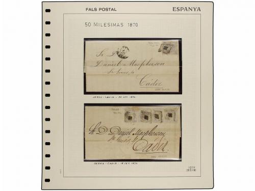 */° ✉ ESPAÑA. Ed. 107 F. 50 mils. azul FALSO POSTAL tipo VII