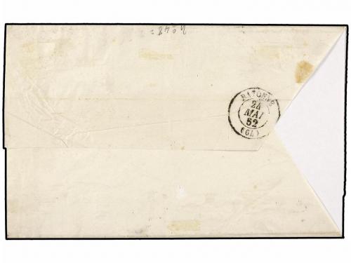 ✉ ESPAÑA. Ed. 52F. 1862. SEVILLA a FRANCIA. 4 cuartos amaril