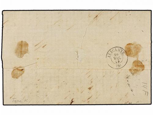 ✉ ESPAÑA. Ed. 48F. 1859. MADRID a ALICANTE. 4 cuartos rosa F