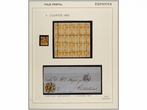 ° ✉ Δ ESPAÑA. Ed. 52F. 4 cuartos amarillo, FALSO POSTAL, tip