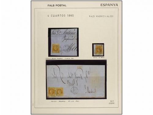 */° ✉ Δ ESPAÑA. Ed. 52F. 4 cuartos amarillo, FALSO POSTAL, t