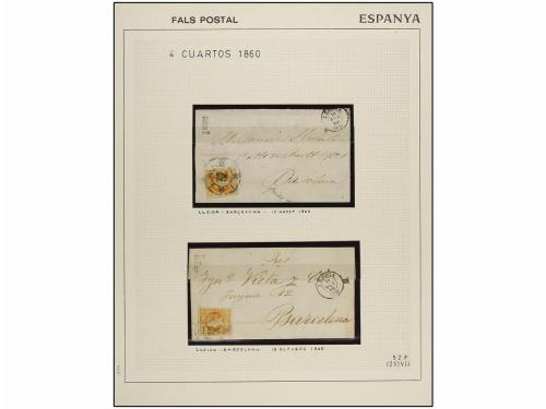 ° ✉ Δ ESPAÑA. Ed. 52F. 4 cuartos amarillo, FALSO POSTAL, tip