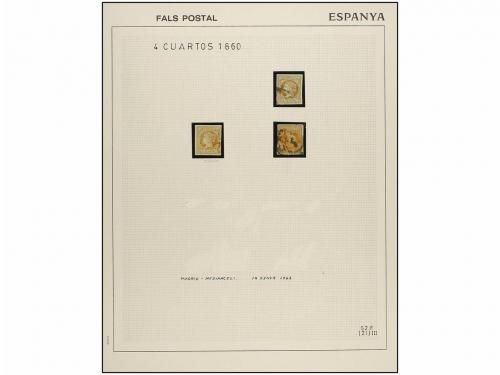 ° ESPAÑA. Ed. 52F. 4 cuartos amarillo, FALSO POSTAL tipo III