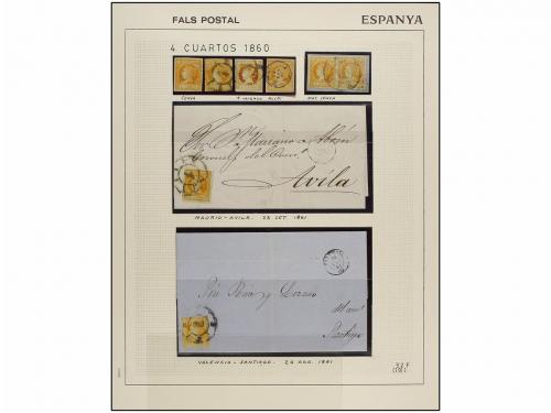 */° ✉ Δ ESPAÑA. Ed. 52F. 4 cuartos amarillo, FALSO POSTAL, t