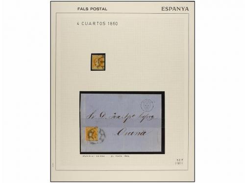 */° ✉ Δ ESPAÑA. Ed. 52F. 4 cuartos amarillo, FALSO POSTAL, t