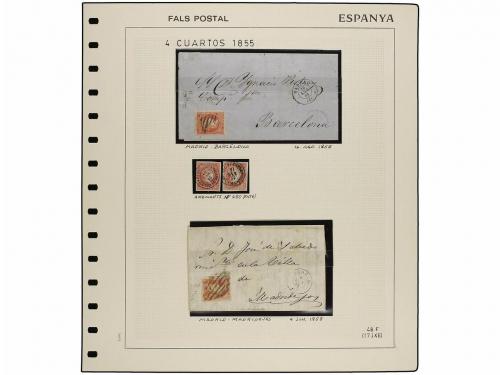 */° ✉ Δ ESPAÑA. Ed. 48F. 4 cuartos rojo, FALSO POSTAL, tipo 