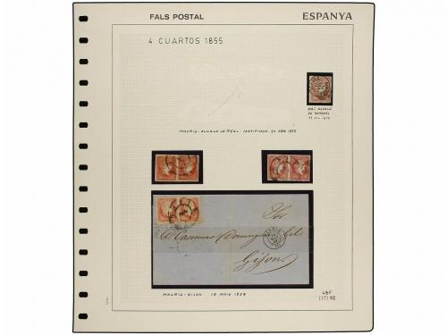 */° ✉ Δ ESPAÑA. Ed. 48F. 4 cuartos rojo, FALSO POSTAL, tipo 