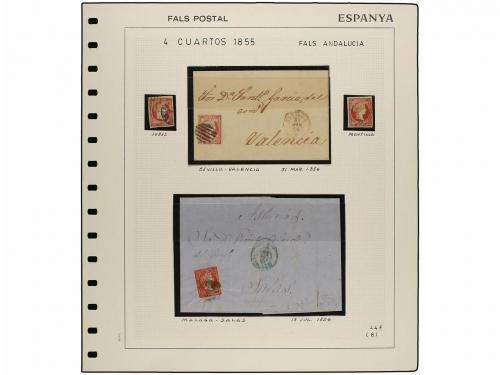 */° ✉ ESPAÑA. Ed. 48F. 4 cuartos rojo, FALSO POSTAL, tipo I 
