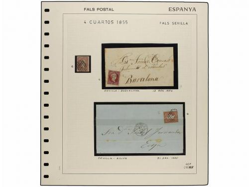 ° ✉ ESPAÑA. Ed. 48F. 4 cuartos carmín, FALSO POSTAL de SEVIL