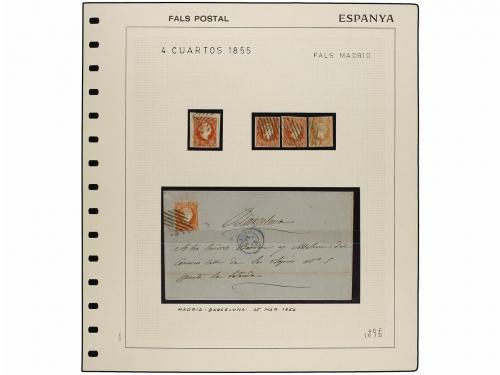 ° ✉ ESPAÑA. Ed. 40F. 4 cuartos rojo FALSO POSTAL, tipo II de