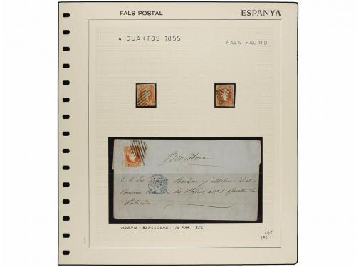 ✉ ESPAÑA. Ed. 40F. 4 cuartos rojo, FALSO POSTAL, tipo I de M
