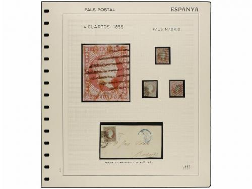 ✉ ESPAÑA. Ed. 40F. 4 cuartos rojo, FALSO POSTAL, tipo I de M