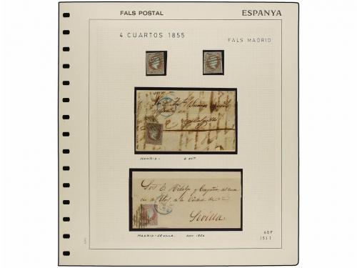 ✉ ESPAÑA. Ed. 40F. 4 cuartos rojo, FALSO POSTAL, tipo I de M