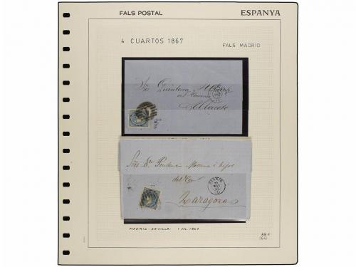 */° ✉ ESPAÑA. Ed. 88F. 4 cuartos azul, FALSO POSTAL. 8 sello