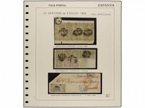 ° Δ ESPAÑA. Ed. 85. 20 cent. gris, FALSO POSTAL. 6 sellos en
