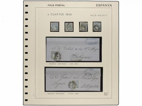 ° ✉ ESPAÑA. Ed. 81. 4 cuartos azul, FALSO POSTAL. 6 sellos e