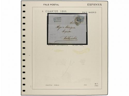 ° ✉ ESPAÑA. Ed. 81. 4 cuartos azul, FALSO POSTAL. 6 sellos e