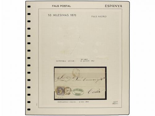 */° Δ ESPAÑA. Ed. 107F. 50 mils. azul, FALSO POSTAL, tipo VI