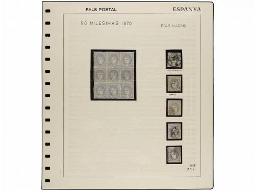 */° Δ ESPAÑA. Ed. 107F. 50 mils. azul, FALSO POSTAL, tipo VI
