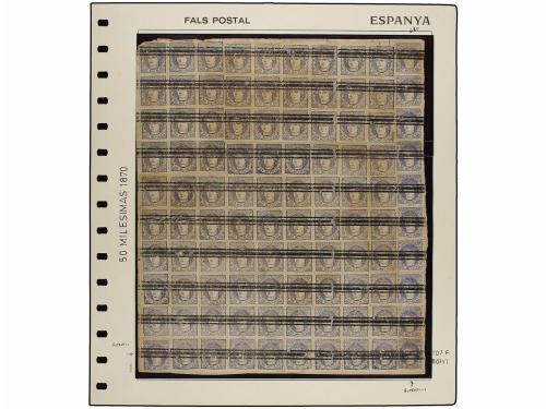 */° Δ ESPAÑA. Ed. 107F. 50 mils. azul, FALSO POSTAL, tipo VI