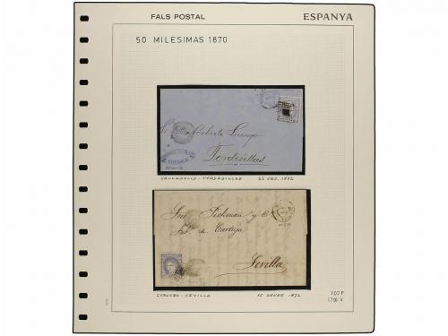 */° ✉ ESPAÑA. Ed. 107F. 50 mils. azul, FALSO POSTAL, tipo V.
