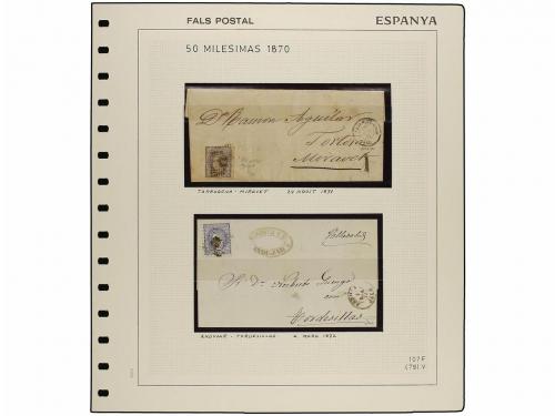 */° ✉ ESPAÑA. Ed. 107F. 50 mils. azul, FALSO POSTAL, tipo V.