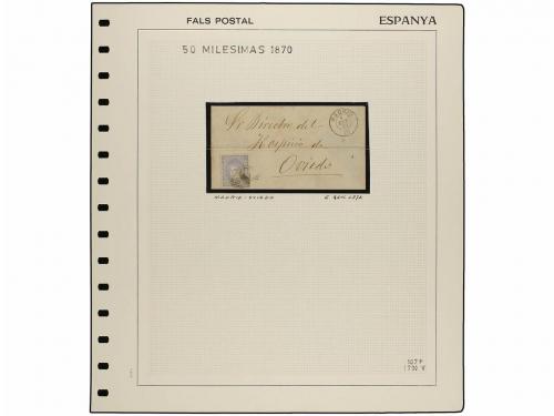 */° ✉ ESPAÑA. Ed. 107F. 50 mils. azul, FALSO POSTAL, tipo V.