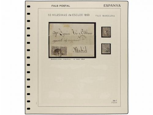 ° ✉ ESPAÑA. Ed. 98F. 50 mils. violeta, FALSO POSTAL, tipo II