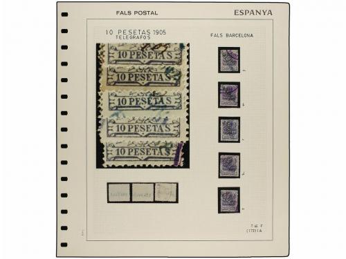*/° Δ ESPAÑA. TELÉGRAFOS. 10 pesetas azul violeta, colección