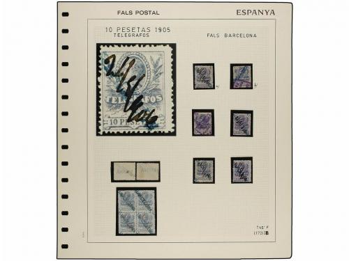 */° Δ ESPAÑA. TELÉGRAFOS. 10 pesetas azul violeta, colección