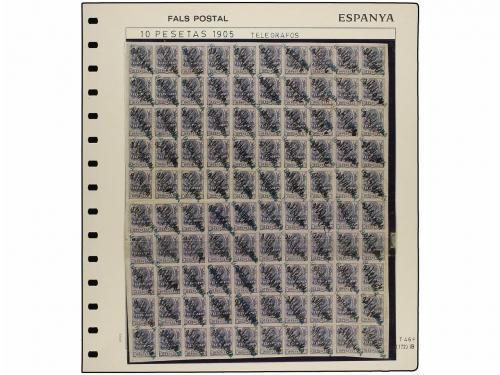 */° Δ ESPAÑA. TELÉGRAFOS. 10 pesetas azul violeta, colección