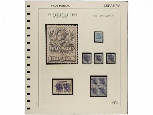 */° Δ ESPAÑA. TELÉGRAFOS. 10 pesetas azul violeta, colección
