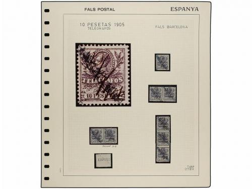 */° Δ ESPAÑA. TELÉGRAFOS. 10 pesetas azul violeta, colección